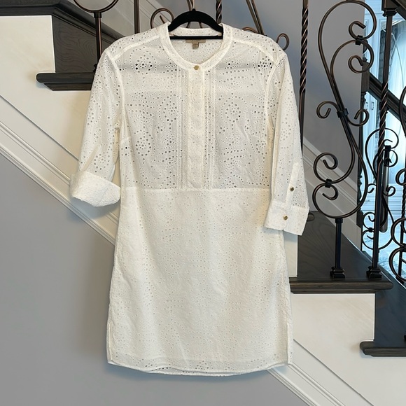 BURBERRY London Daniela Eyelet White Collarless Women’s Shirtdress Size US 6 New - Picture 4 of 17